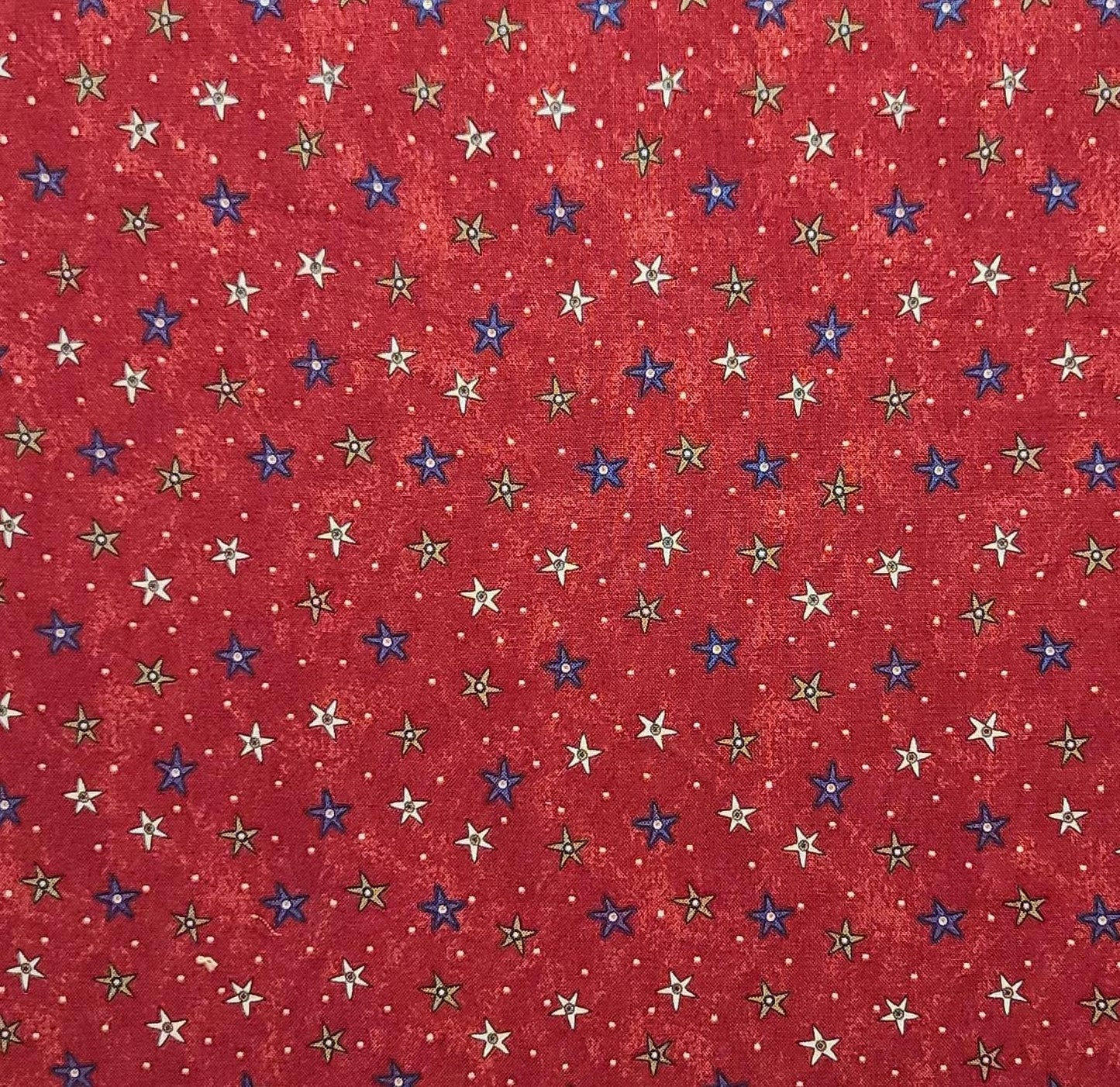 All Things Christmas Sandi Gervais for Moda - Red Tonal Fabric / Blue Tan, White Star Print / White Pin Dot