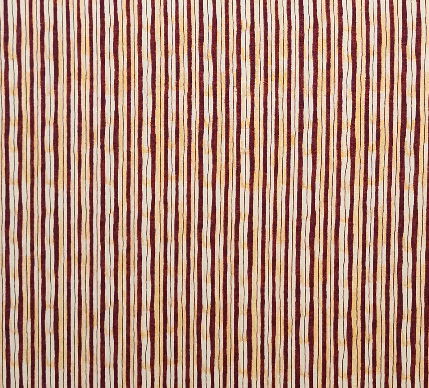 Debbie Mumm Inc for SSI - Gold Tonal, White, Red Vertical Stripe (Parallel to Selvage) Fabric