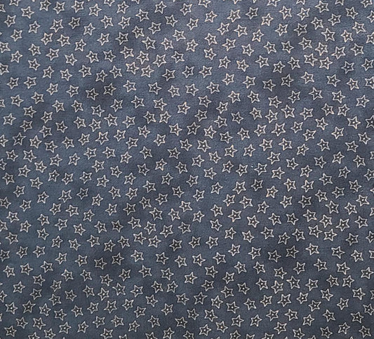 Buggy Barn II Flower and Stars for Henry Glass & Co - Navy Tonal Fabric / Gold Star and Micro Dot Print