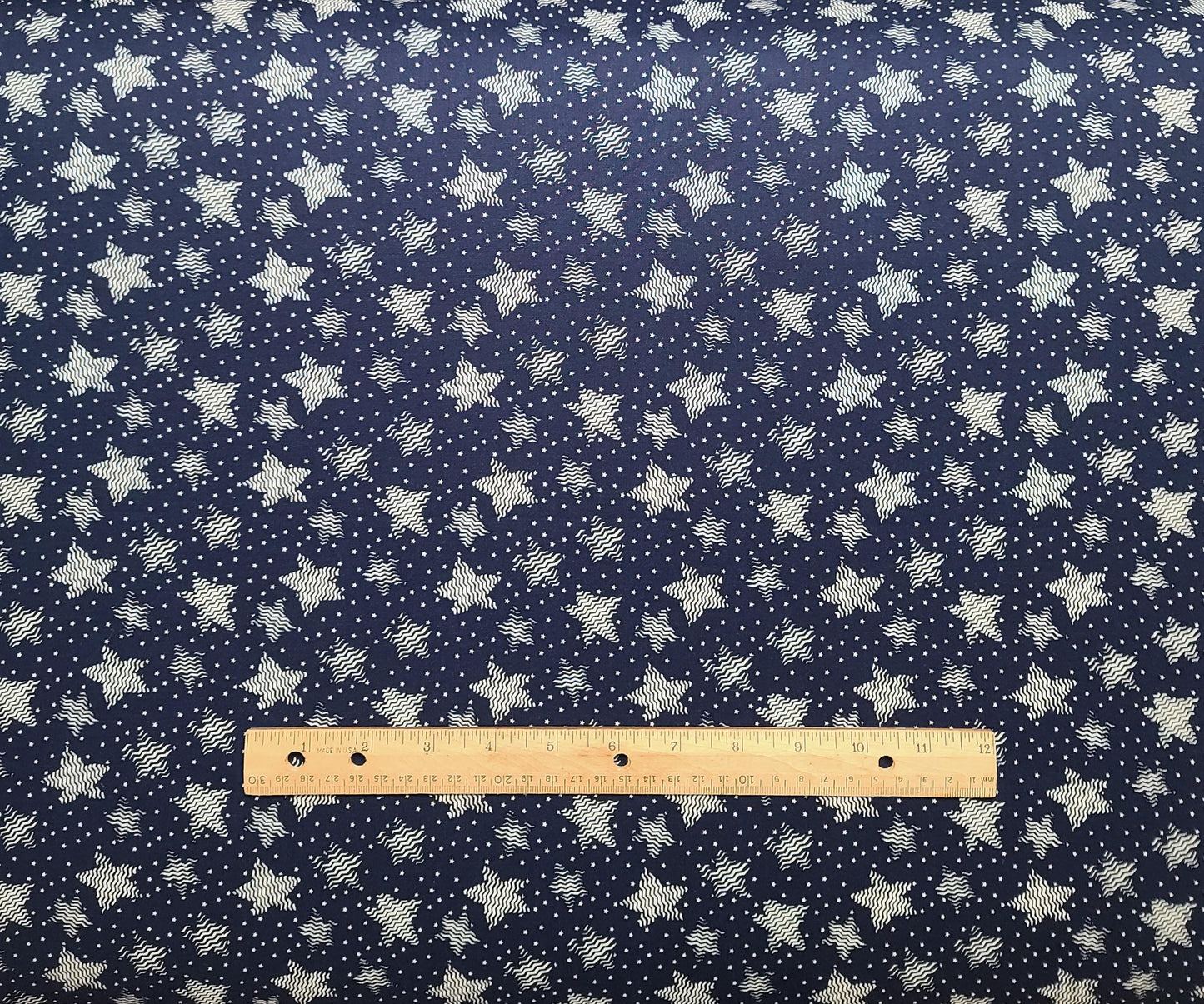 Navy Fabric / White Star Print - Selvage to Selvage Print