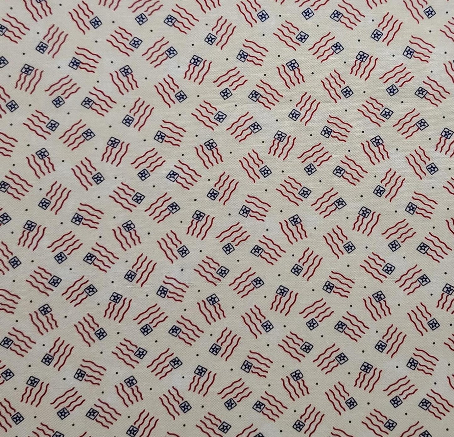 Sweet Land of Liberty by Sandi Gervais for Moda - Tan Fabric / Tossed Flag Print