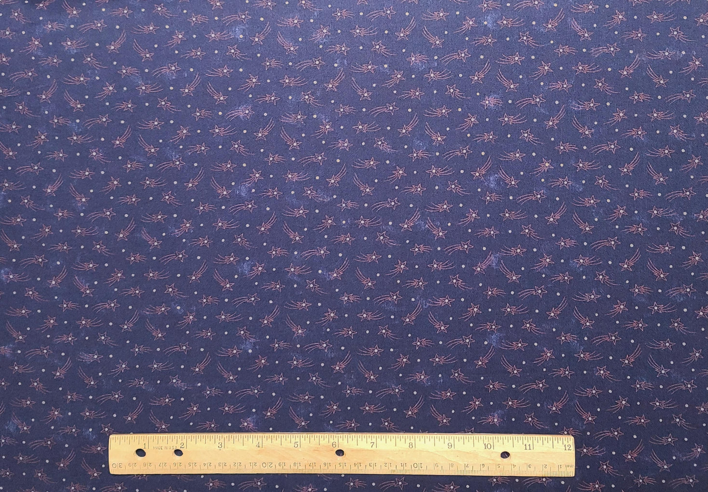 Sweet Land of Liberty by Sandi Gervais for Moda - Navy Fabric / Brown and Tan Shooting Star and Dot Print