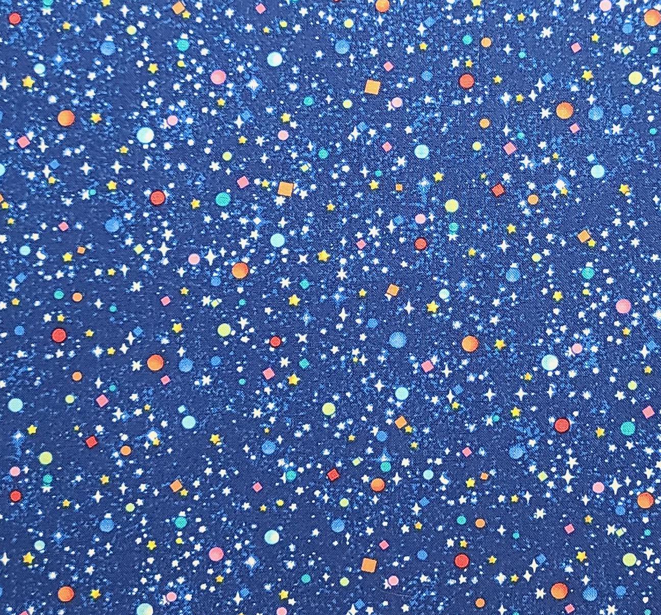 Hula Universe Little Red House Michael Miller Fabrics Patt #DC9309 Heavenly - Blue Tonal Fabric / Bright Pastel, White Star, Circle Print