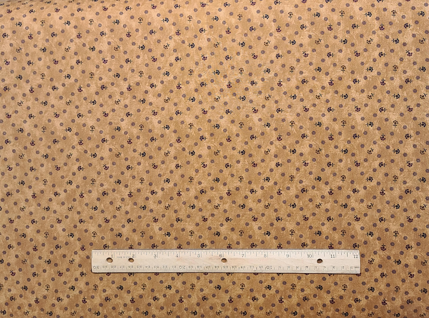 Bound to the Prairie by Kansas Troubles Quilters for Moda #9184 - Caramel Tonal Fabric / Reproduction Style Black, Red Flower and Dot Print