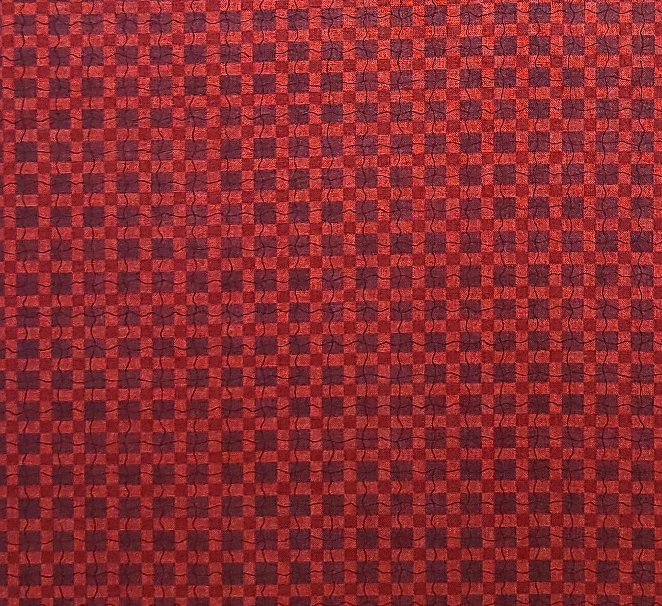 Mumms the Word by Debbie Mumm for SSI - Red, Dark Red, Black Check Pattern Fabric