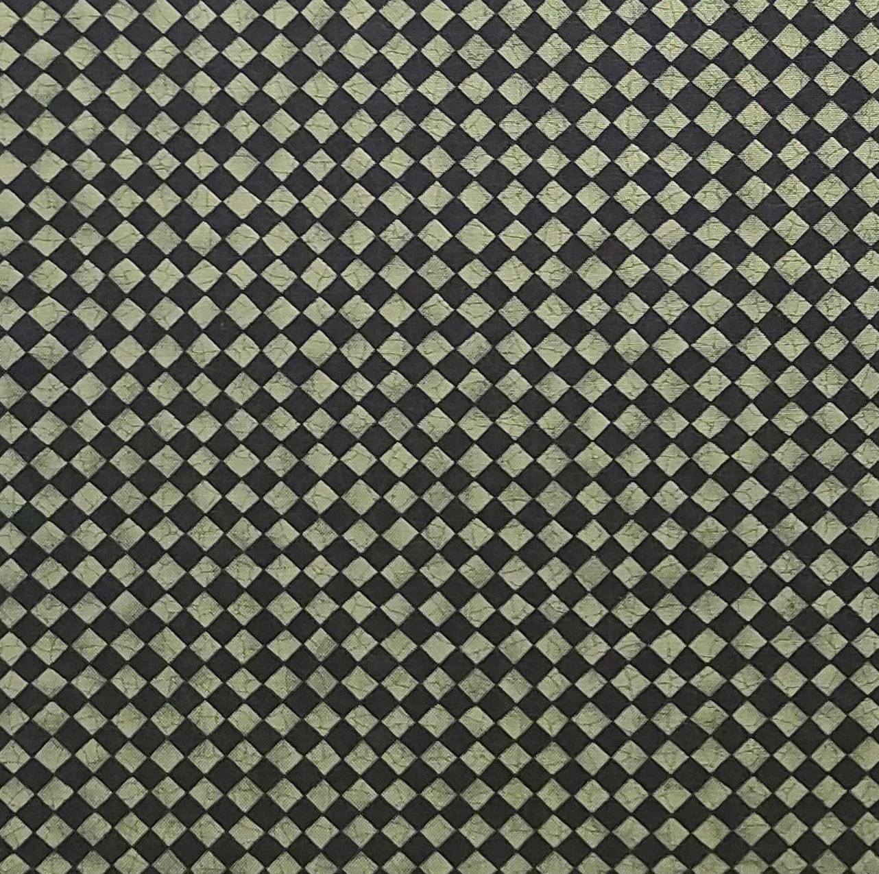 Follow Your Heart by Kathy Schmitz for Moda Pattern #5905 - Green Tonal Crackle and Black Checkerboard Print Fabric