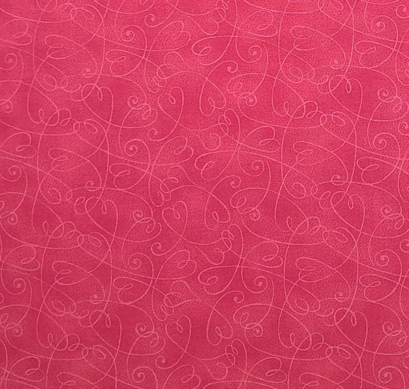 Essentials Patty Reed Designs 2007 Laurie Campbell La-Di-Draw Inc Fabric Traditions - Bright Pink Tonal Fabric / Tone-on-Tone Heart Scroll