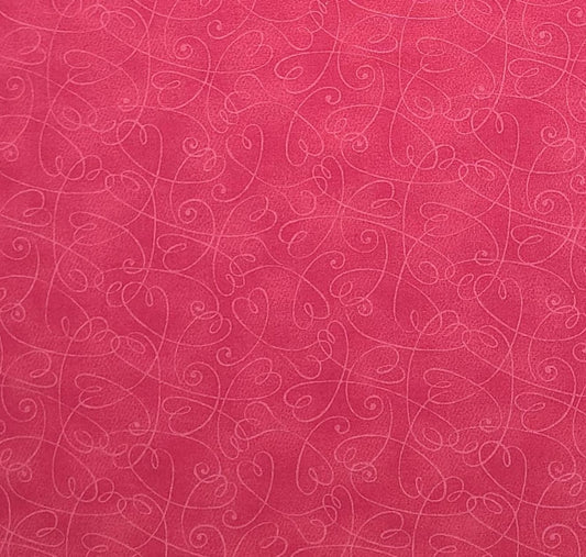 Essentials Patty Reed Designs 2007 Laurie Campbell La-Di-Draw Inc Fabric Traditions - Bright Pink Tonal Fabric / Tone-on-Tone Heart Scroll