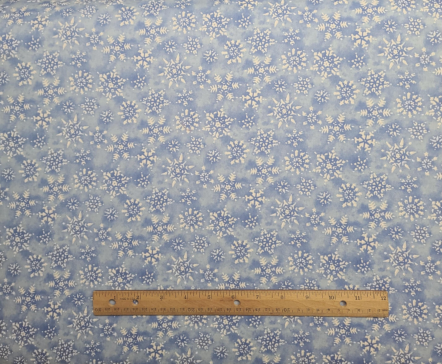 Kym Bowles for Marcus Brothers Textiles Inc - Light Blue Tonal Fabric / Snowflake Print