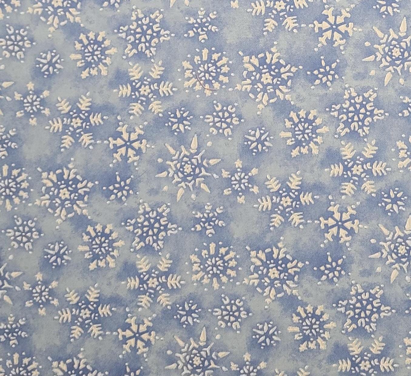 Kym Bowles for Marcus Brothers Textiles Inc - Light Blue Tonal Fabric / Snowflake Print