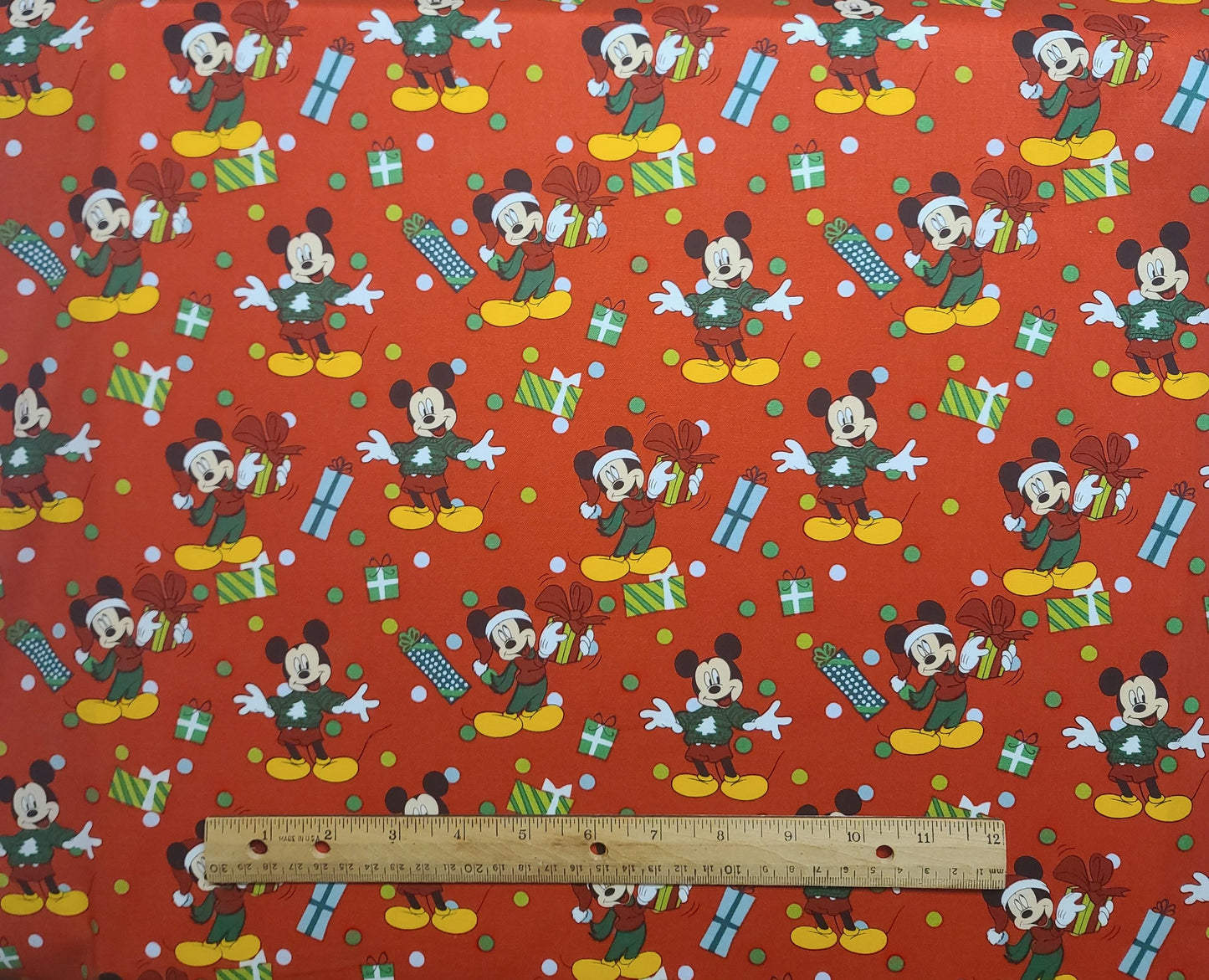 CP70103 Mickey For Me Disney Springs Creative Product Group 2019 - Red Fabric / Scattered Mickey, Gift, Dot Christmas Print