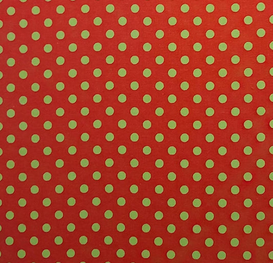 Keepsake Calico JoAnn Fabrics - Red Fabric / Bright Green Dot Print