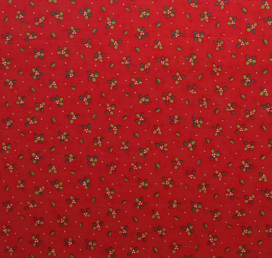 EOB - Red Fabric / Holly with White Berry Print