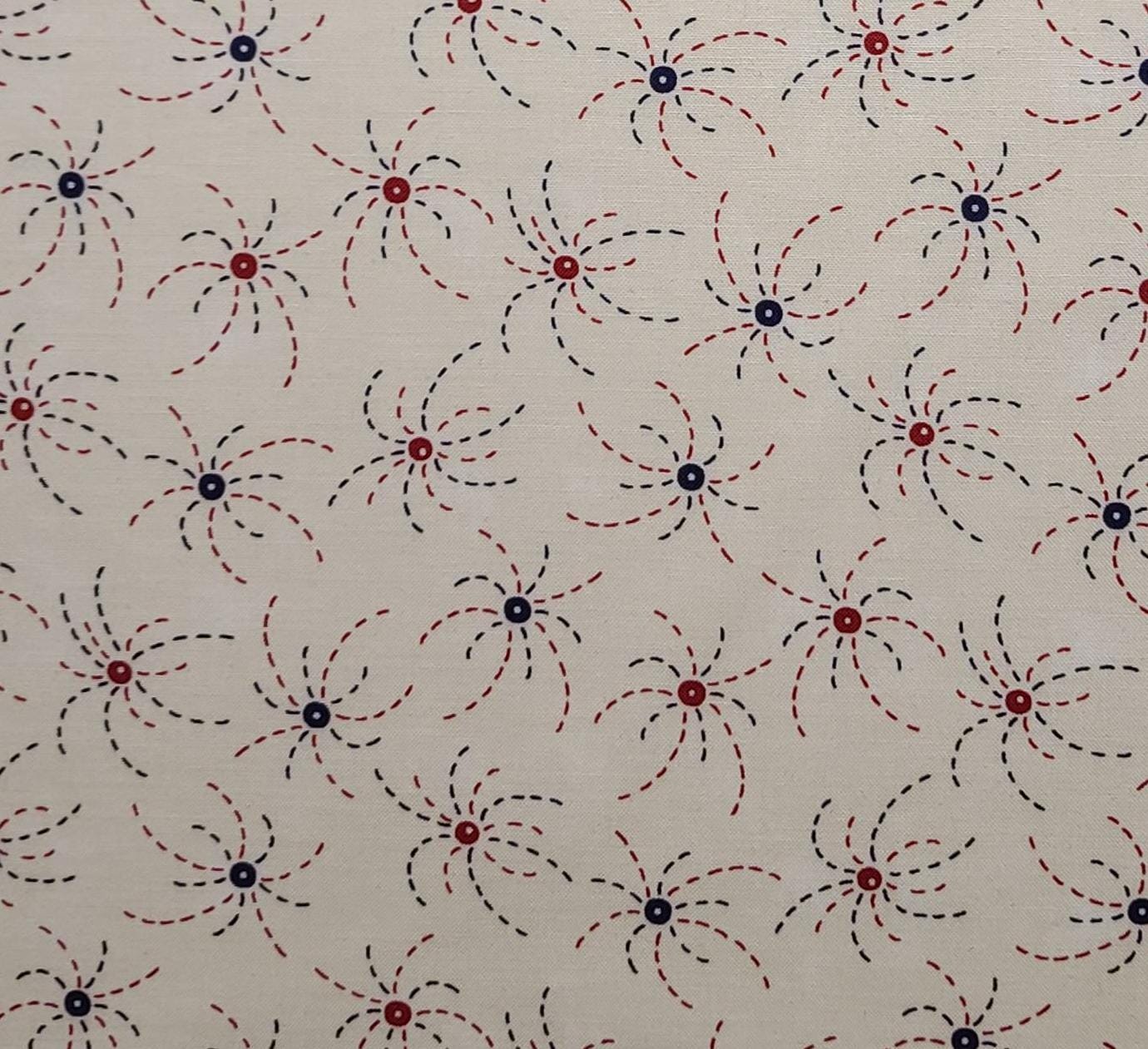 Sweet Land of Liberty by Sandi Gervais for Moda - Ivory Fabric / Red and Navy Fireworks Print