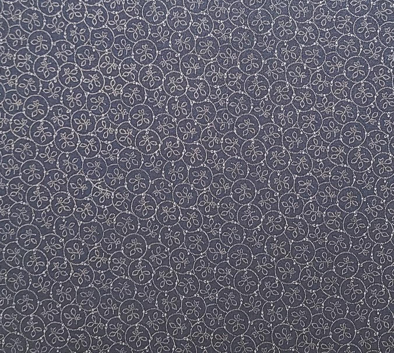 Bound to the Prairie by Kansas Troubles Quilters for Moda #9183 - Navy Fabric / Tan Reproduction Style Cream Dot and Circle Print Fabric