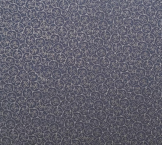 Bound to the Prairie by Kansas Troubles Quilters for Moda #9183 - Navy Fabric / Tan Reproduction Style Cream Dot and Circle Print Fabric