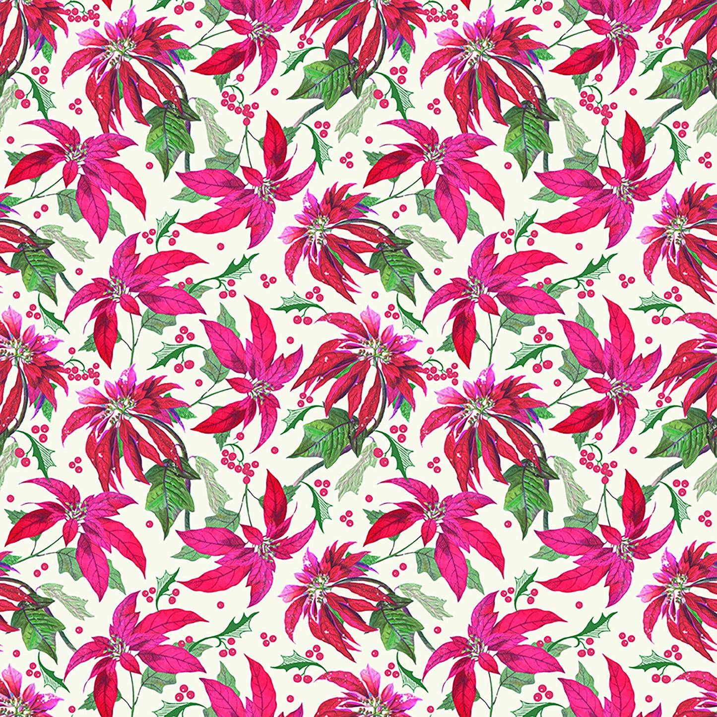 Riley Blake Designs Pattern C14840-MAIN CREAM Merry Little Christmas by My Mind's Eye 2024 - Cream Fabric / Allover Poinsettias Print