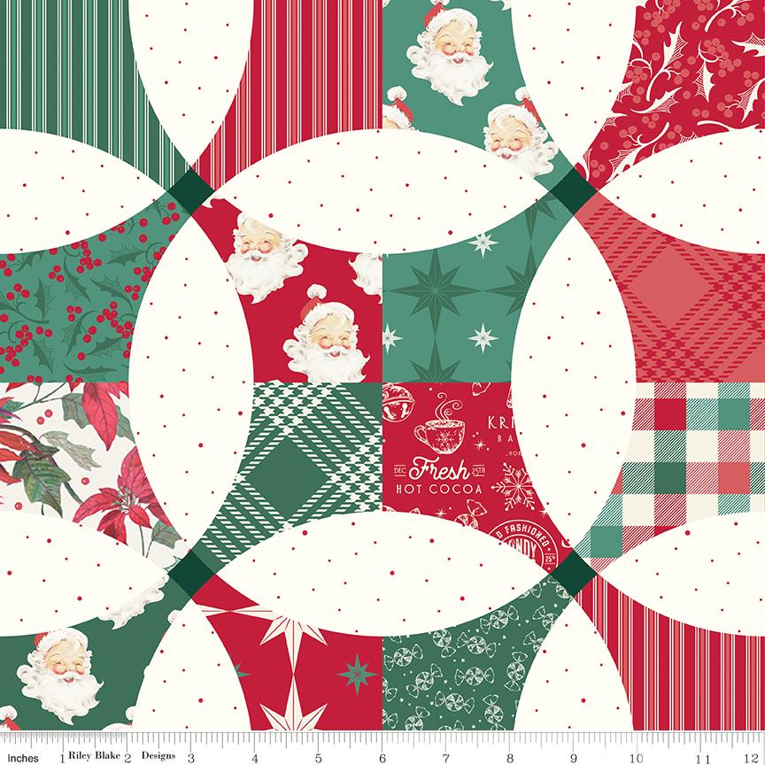 Riley Blake Designs Pattern C14849-MULTI Merry Little Christmas by My Mind's Eye 2024 Christmas Petals Cheater Print Fabric