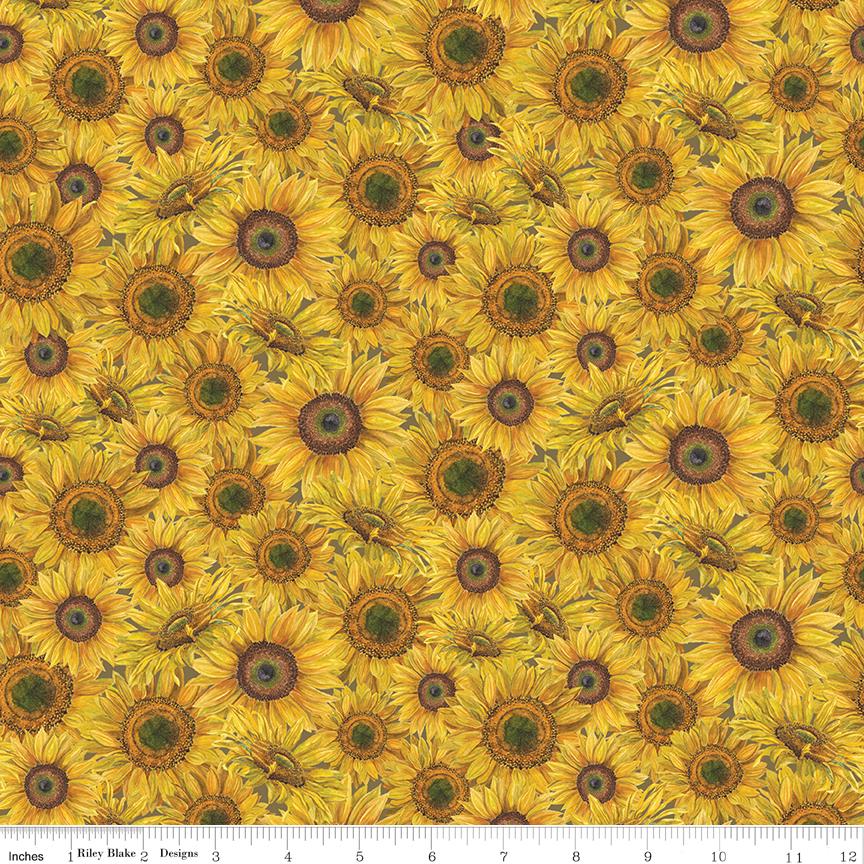 Honey Bees and Flowers Please by Tara Reed 2024 for Riley Blake Designs Pattern C15131 Bouquet - Packed Sunflower Print Fabric