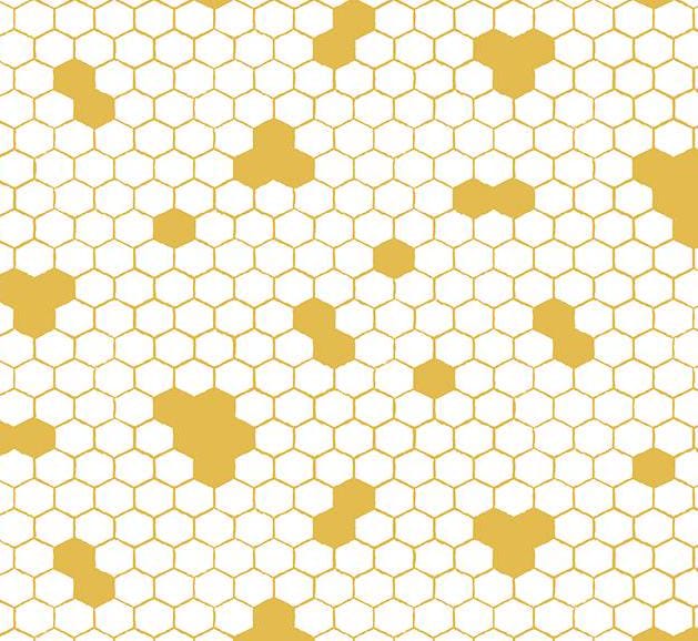 Honey Bees and Flowers Please by Tara Reed 2024 for Riley Blake Designs Pattern C15135 Honeycomb - White Fabric / Gold Honeycomb Print