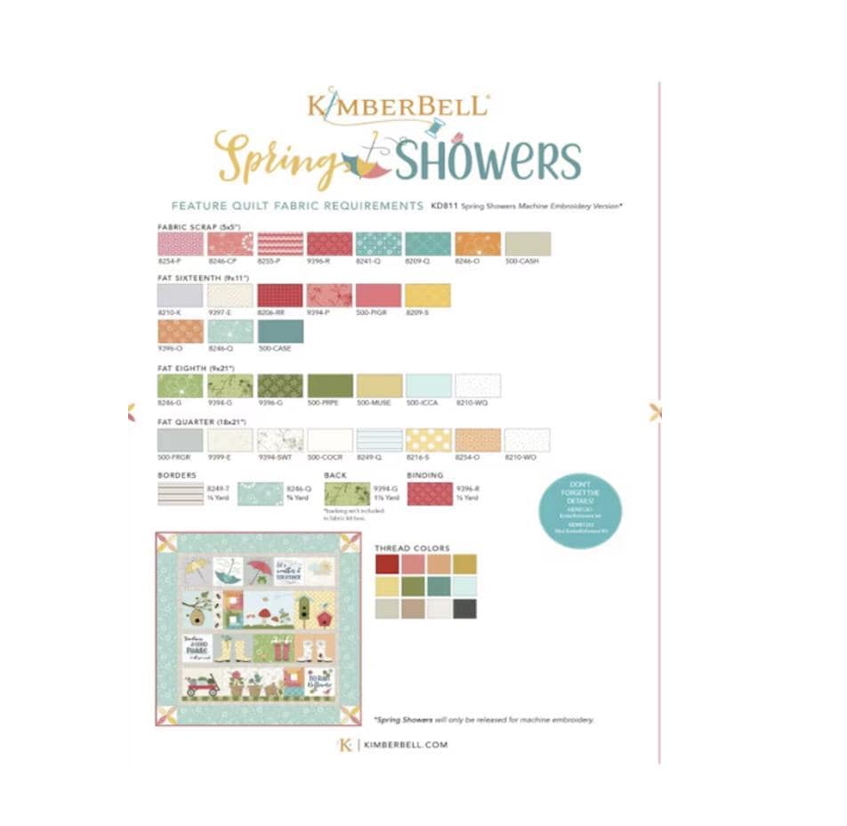 Spring Showers Quilt Fabric Kit - Kimberbell / Maywood Studio.