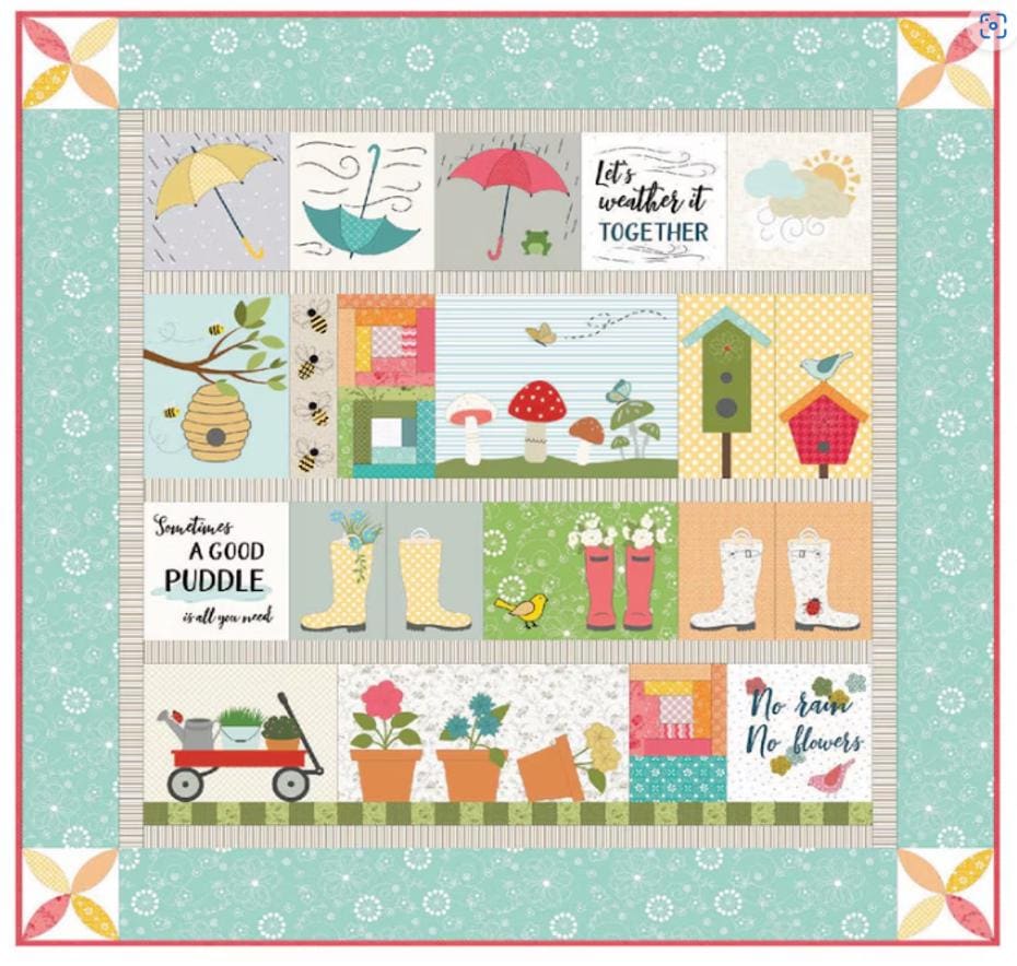 Spring Showers Quilt Fabric Kit - Kimberbell / Maywood Studio.