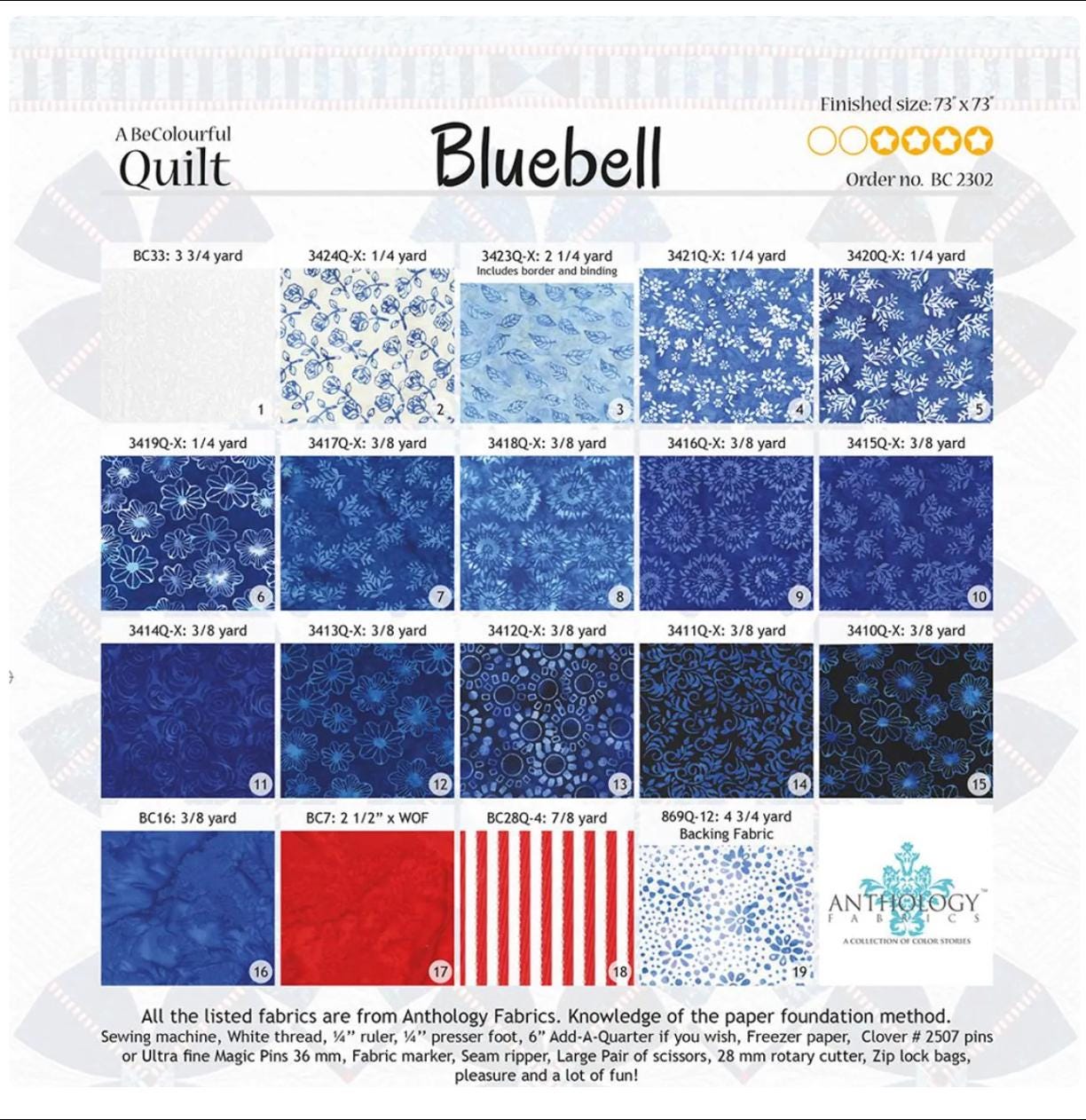 Bluebell Quilt Kit Designed by Jacqueline de Jonge