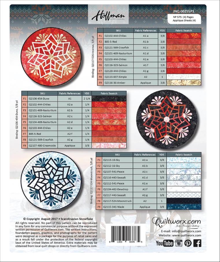 Scandinavian Snowflake Table Topper Kit - Quiltworx.com / Hoffman California Fabrics 2017 (Blue Colorway)