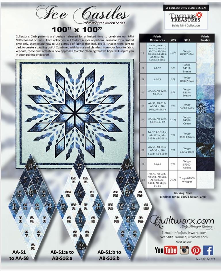 Ice Castles Quilt Kit (100"x100") / Timeless Treasures / Quiltworx