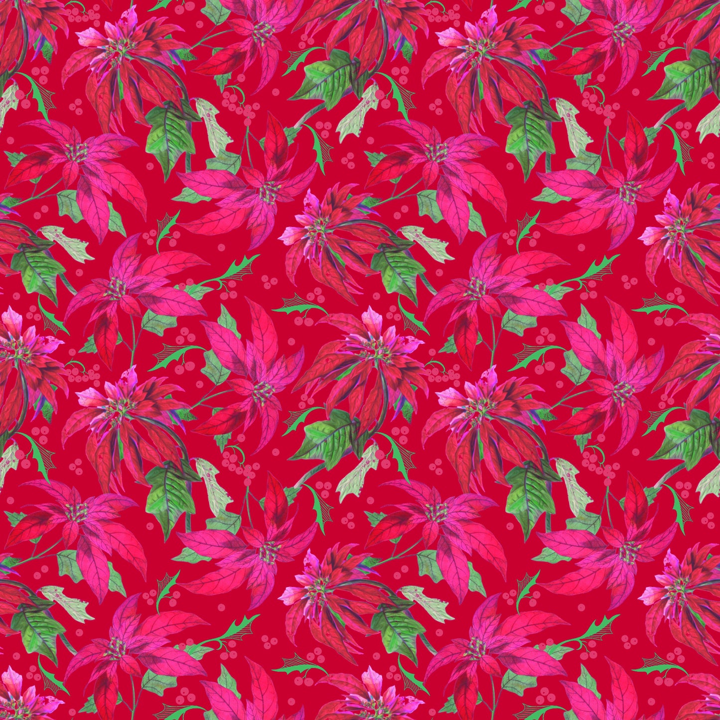 Riley Blake Designs Pattern C14840-MAIN RED Merry Little Christmas by My Mind's Eye 2024 - Red Fabric / Allover Poinsettias Print