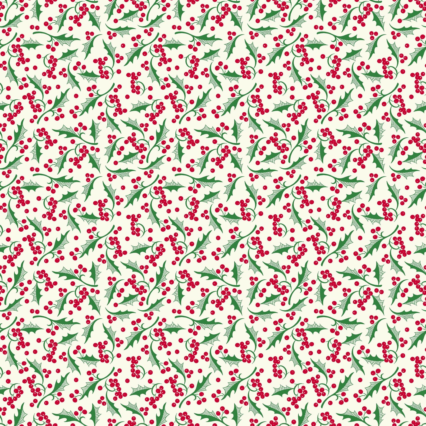 EOB - Riley Blake Designs Pattern C14845-CREAM Merry Little Christmas by My Mind's Eye 2024 - Cream Fabric / Holly and Berries Print