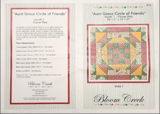 Aunt Grace Circle of Friends / Bloom Creek Block of the Month Quilt Kit / Judie Rothermel & Vicki Bellino