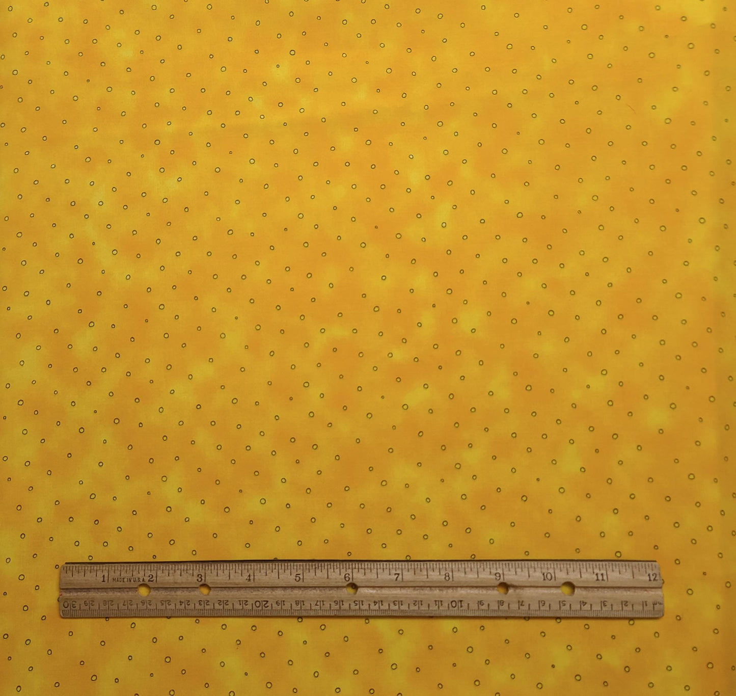 KP Kids & Co for Quilt Shop by Cranston - Bright Yellow Tonal Fabric / Black Circle Print