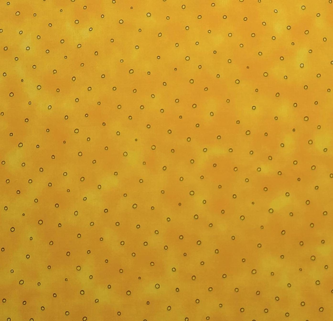 KP Kids & Co for Quilt Shop by Cranston - Bright Yellow Tonal Fabric / Black Circle Print