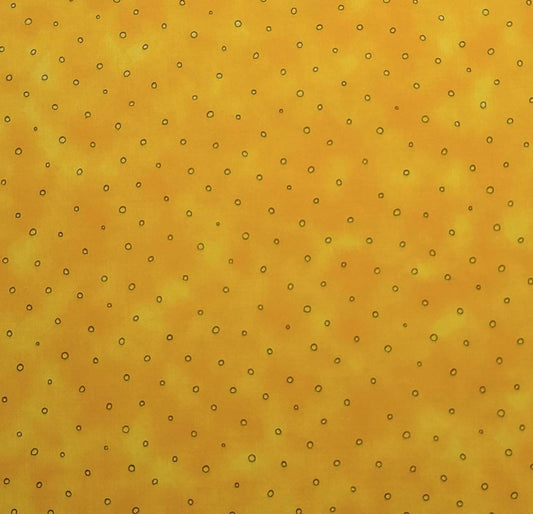 KP Kids & Co for Quilt Shop by Cranston - Bright Yellow Tonal Fabric / Black Circle Print