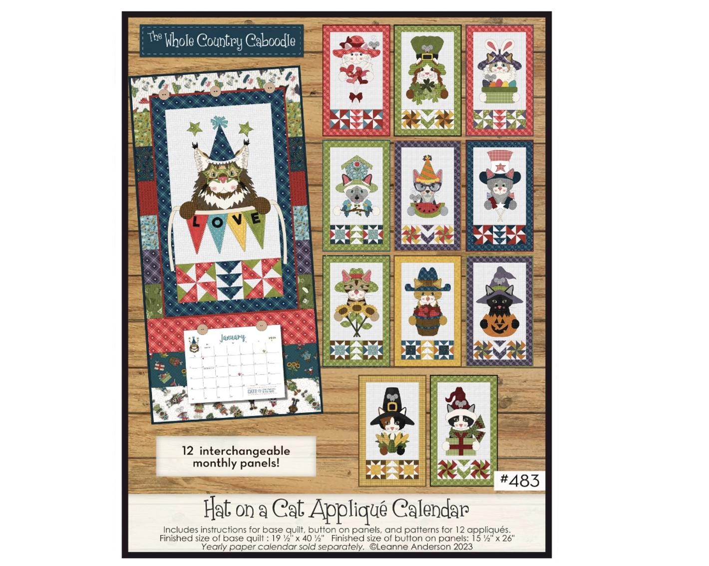 Hat on a Cat Applique Calendar Kit - The Whole Country Caboodle