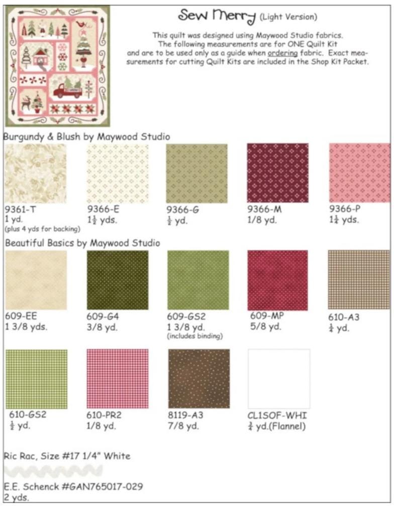 Sew Merry Quilt Kit - The Quilt Company / Maywood Studio 2019