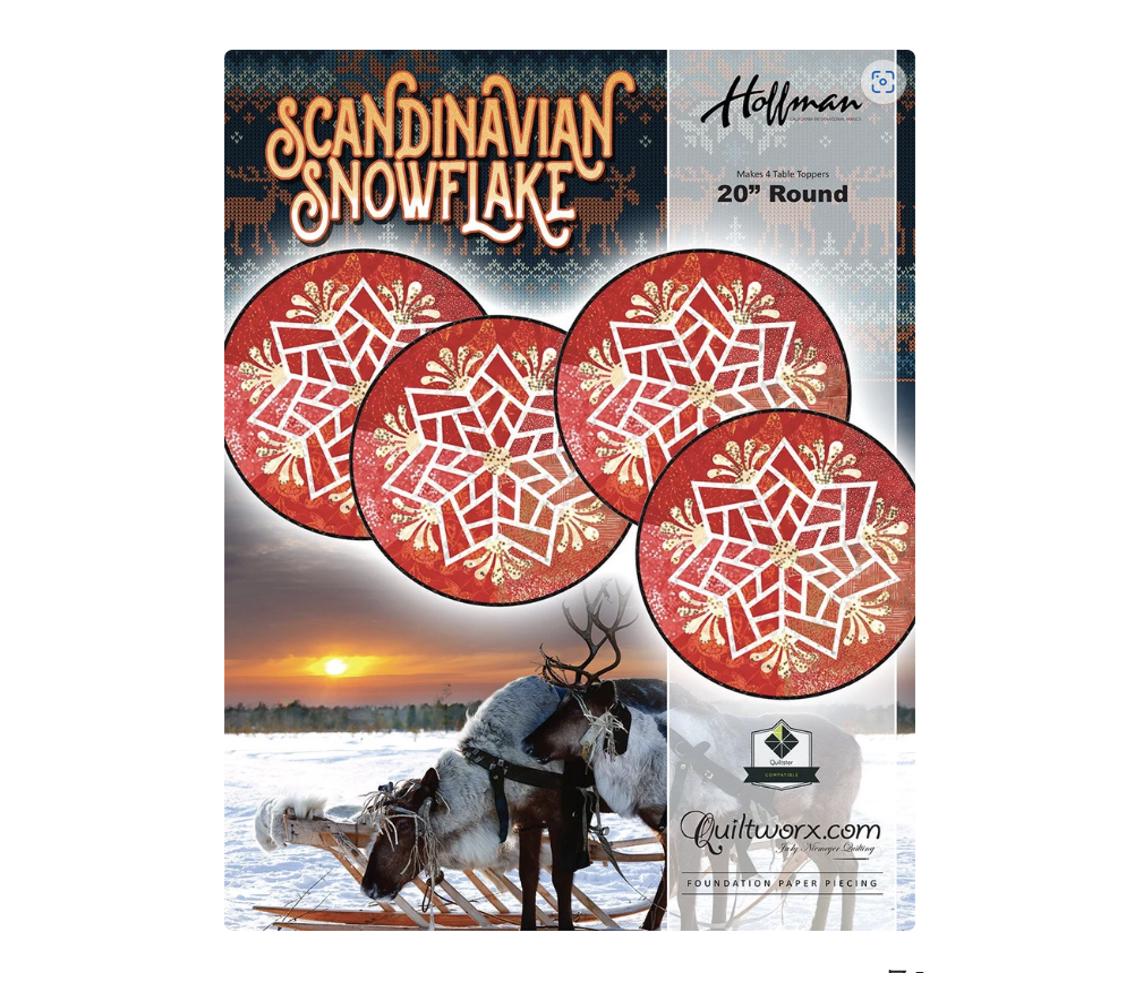 Scandinavian Snowflake Table Topper Kit - Quiltworx.com / Hoffman California Fabrics 2017 (Blue Colorway)