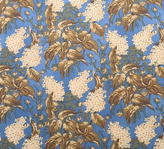 The Simple Life 2000 by Brannock & Patek for Moda - Blue Fabric / Tan, Brown, Olive Large Flower Print