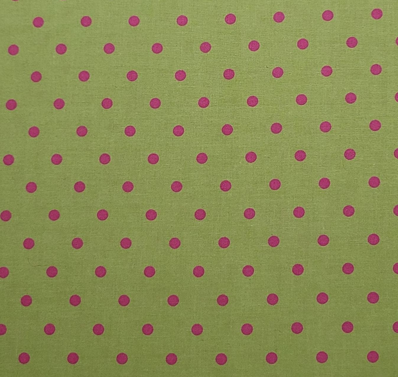 VIP Cranston Print Works 2006 - Bright Green Fabric / Pink Polka Dot Print