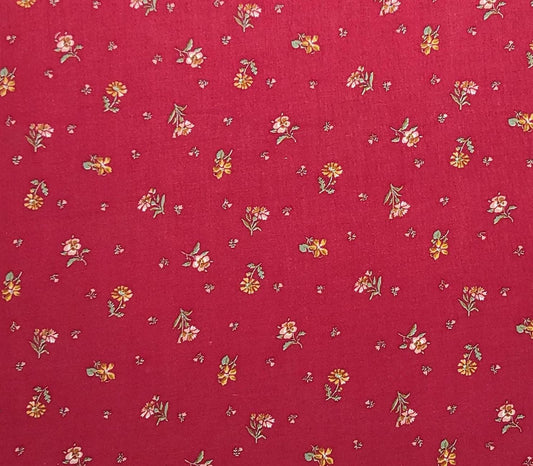 Peter Pan Fabrics Inc - Red Fabric / Tossed Flower Print