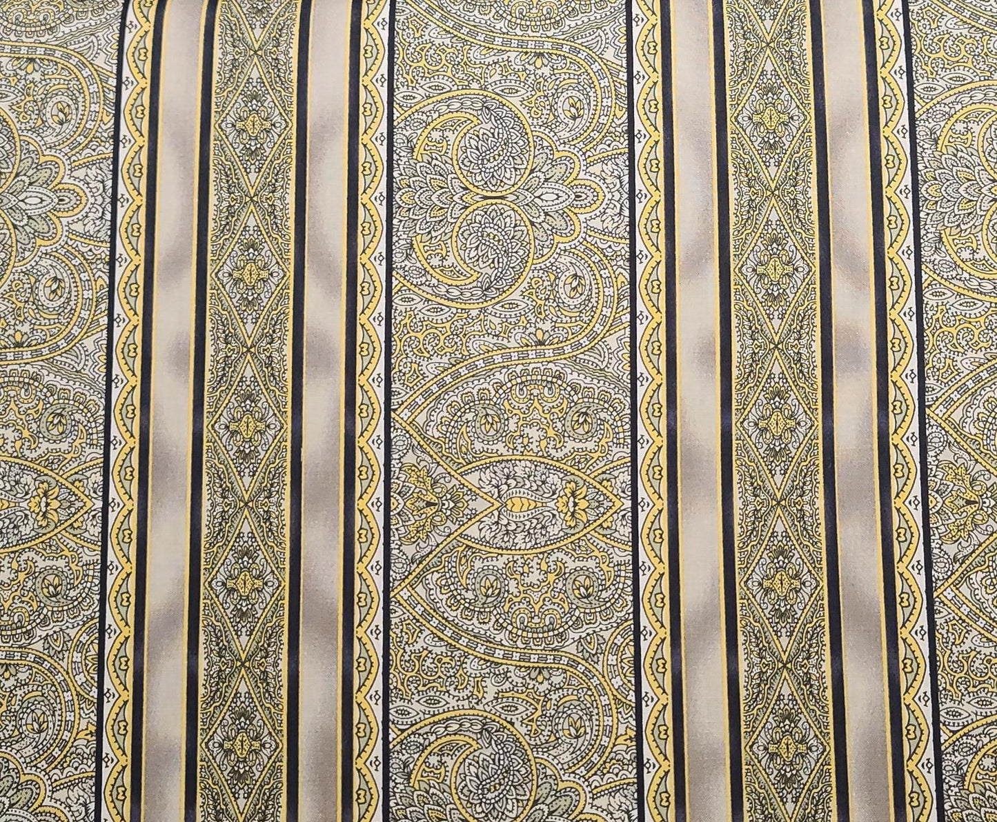 Holiday Treasures by Jinny Beyer 2011 RJR Fabrics - Border Print Fabric / Black, Mushroom Color, White, Gold Paisley Medallion