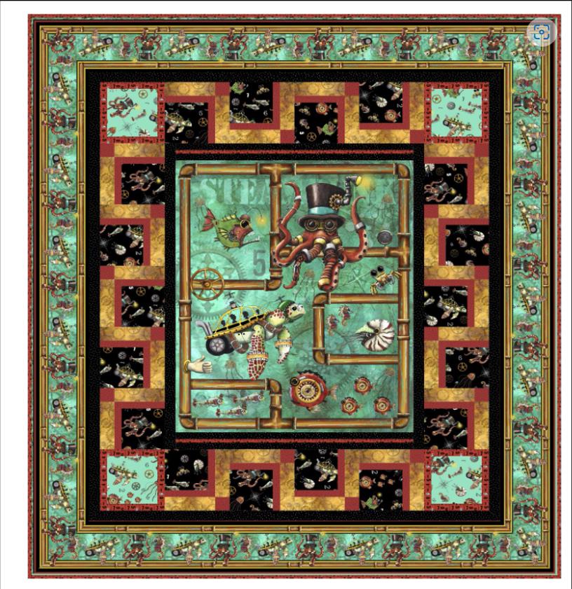 Quilting Treasures Aquatic Steampunkery Deep Dive Quilt Kit.