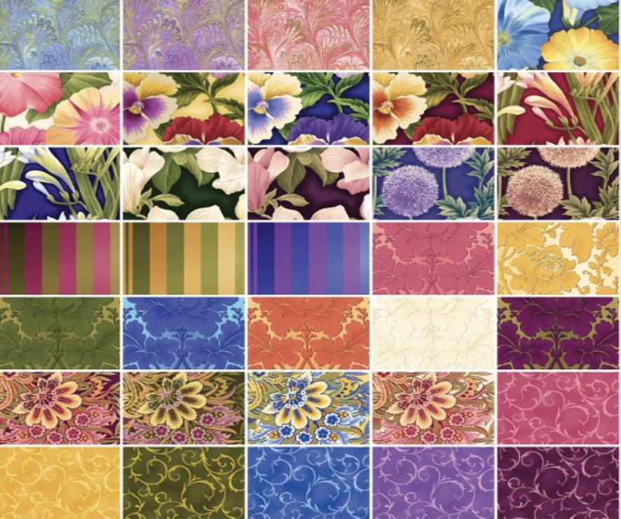 Flower Festival by Benartex Studio STFLFPK (40) 2.5" x 42" Fabric Strips