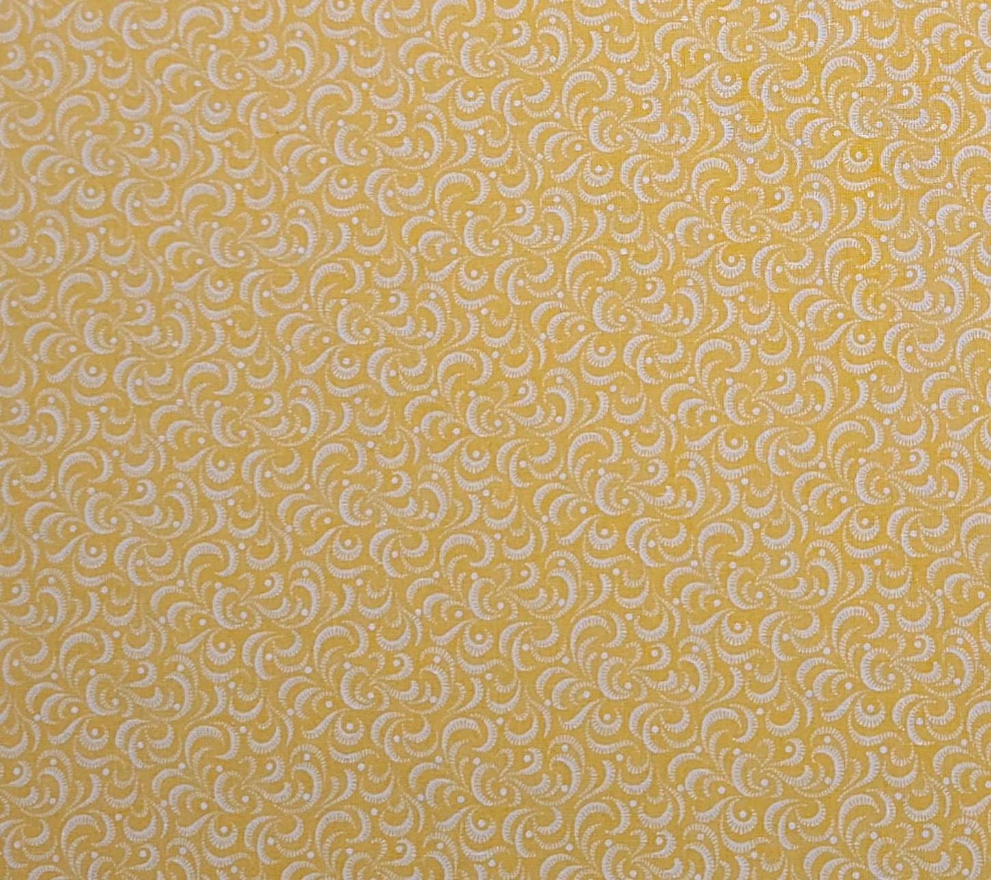 Golden Yellow Fabric / White Print - Selvage to Selvage Print