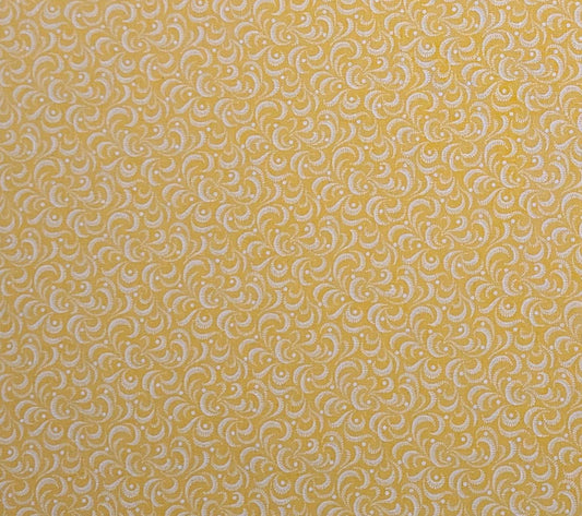 Golden Yellow Fabric / White Print - Selvage to Selvage Print