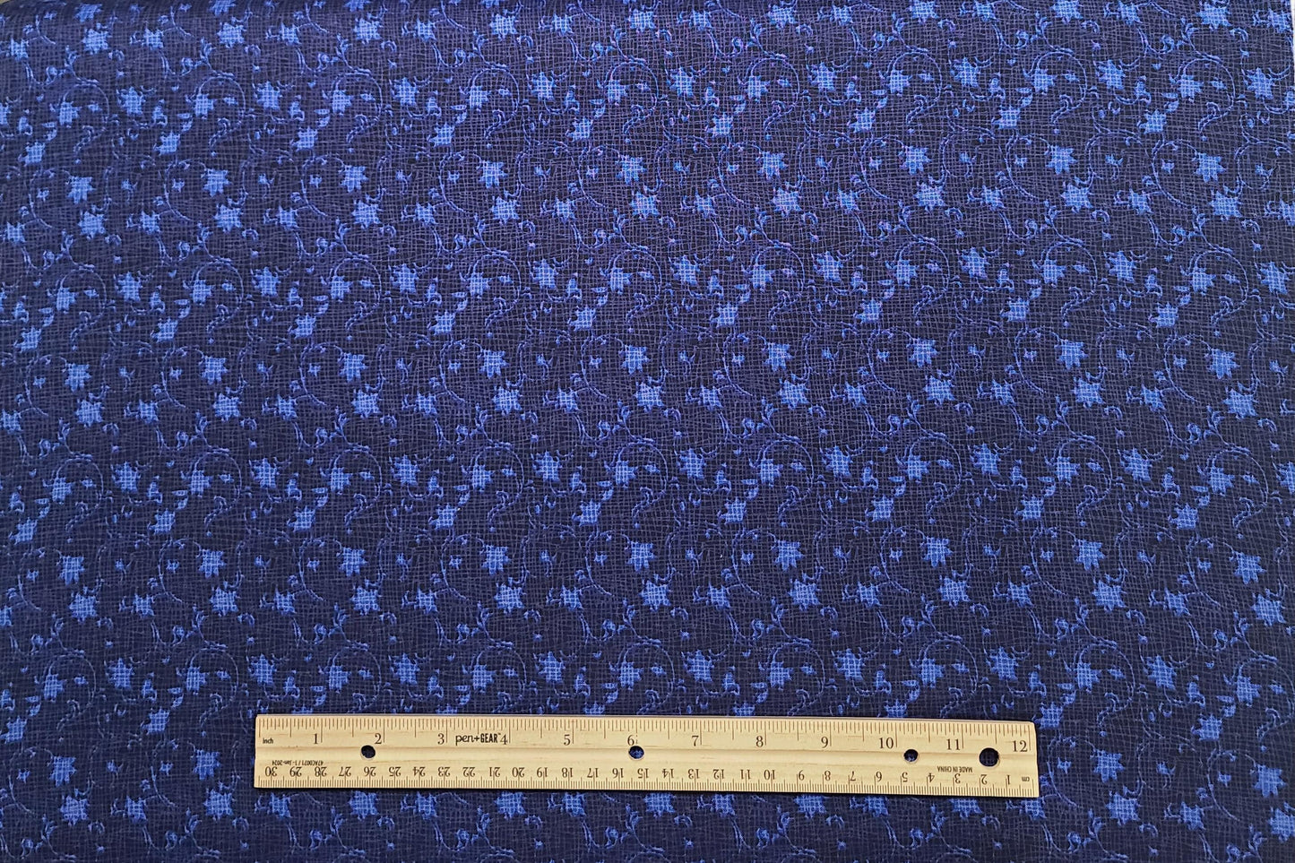 JoAnn Fabrics - Navy Lightweight Fabric / Light Blue Star and Scroll Print