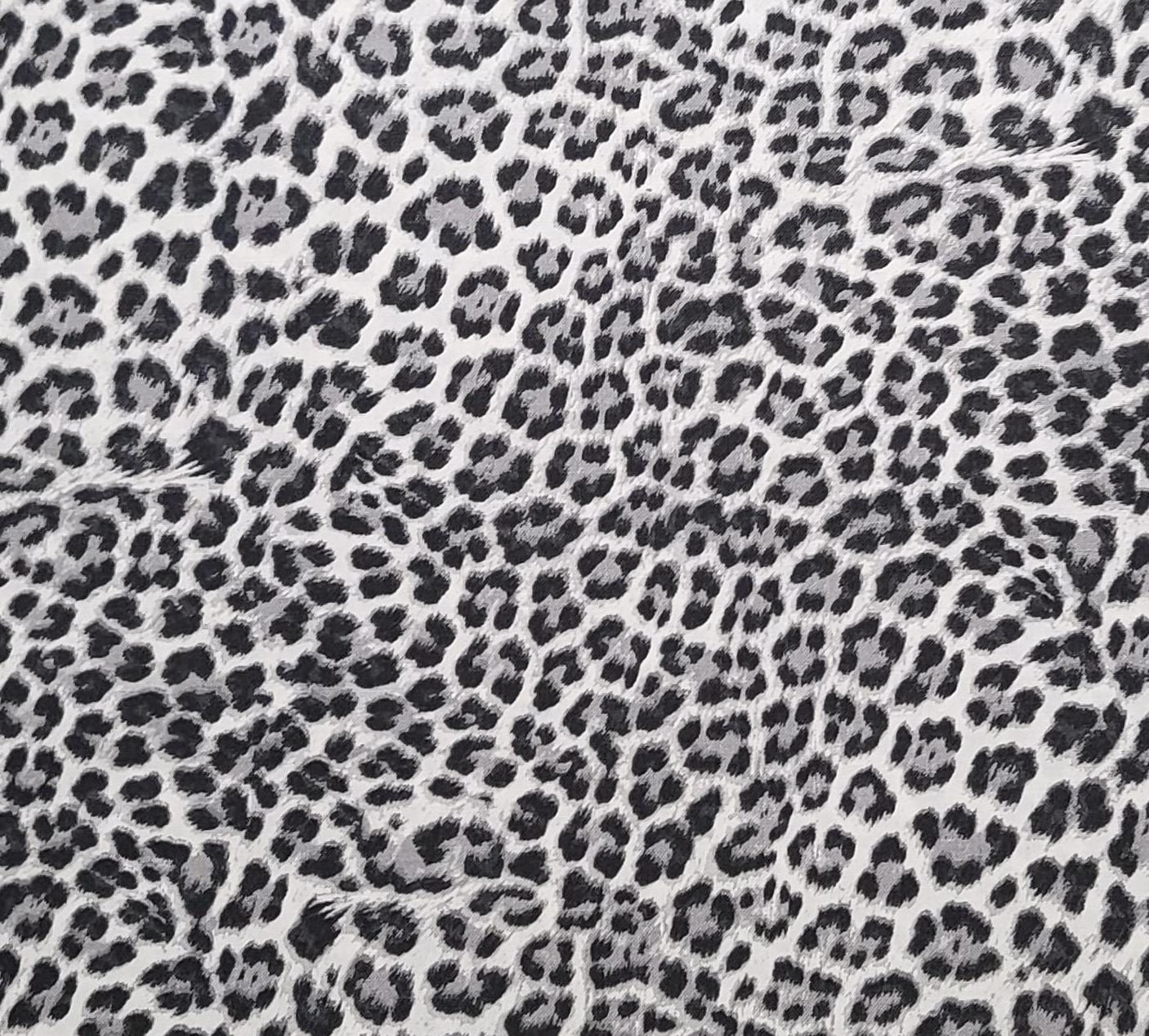 JoAnn Fabrics - White Fabric / Black and Gray Cheetah Print