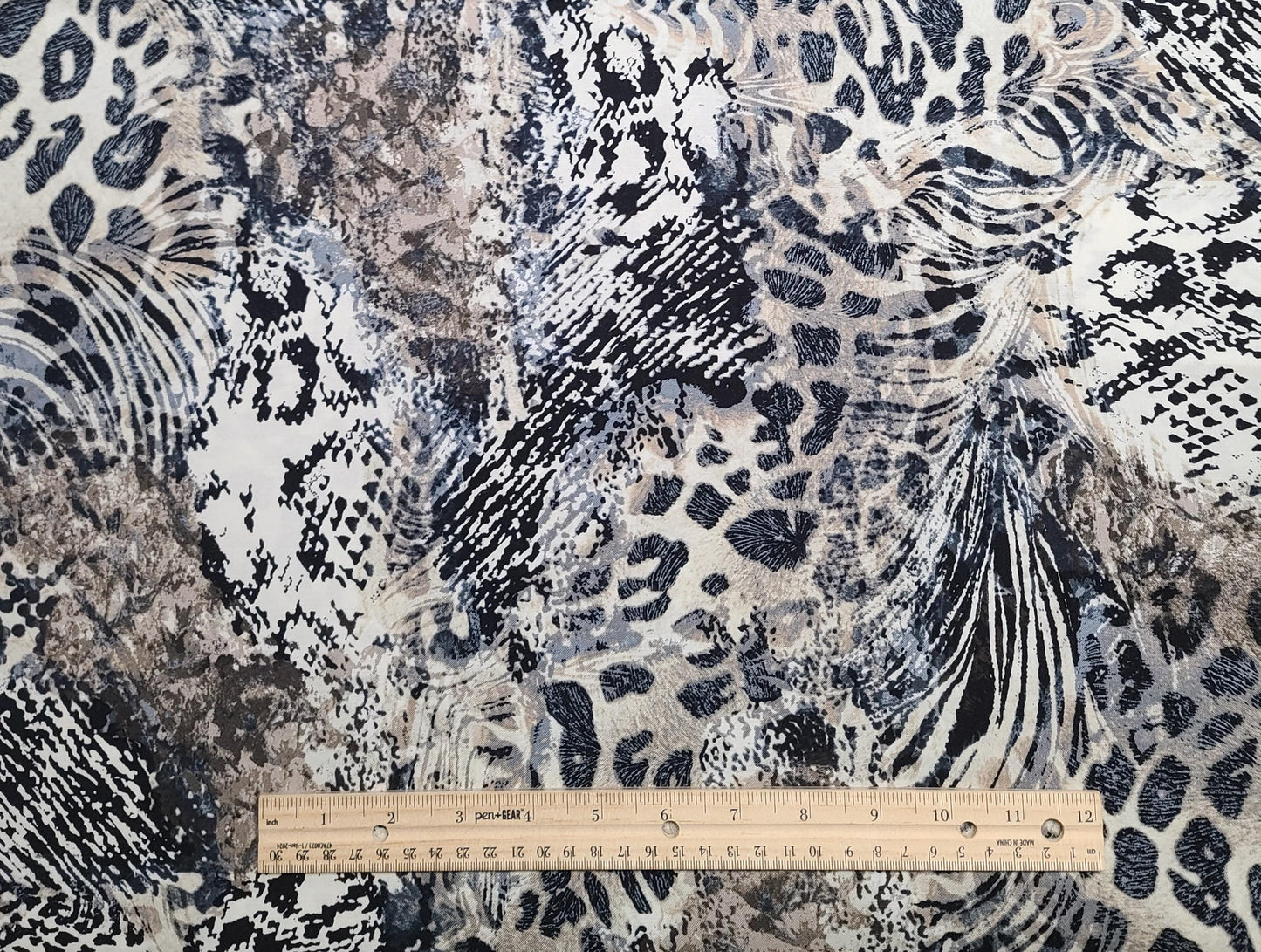 EOB - Timeless Treasures Fabrics Inc Patt #NATURE-C8489 - White, Gray, Black, Brown Animal Print Fabric