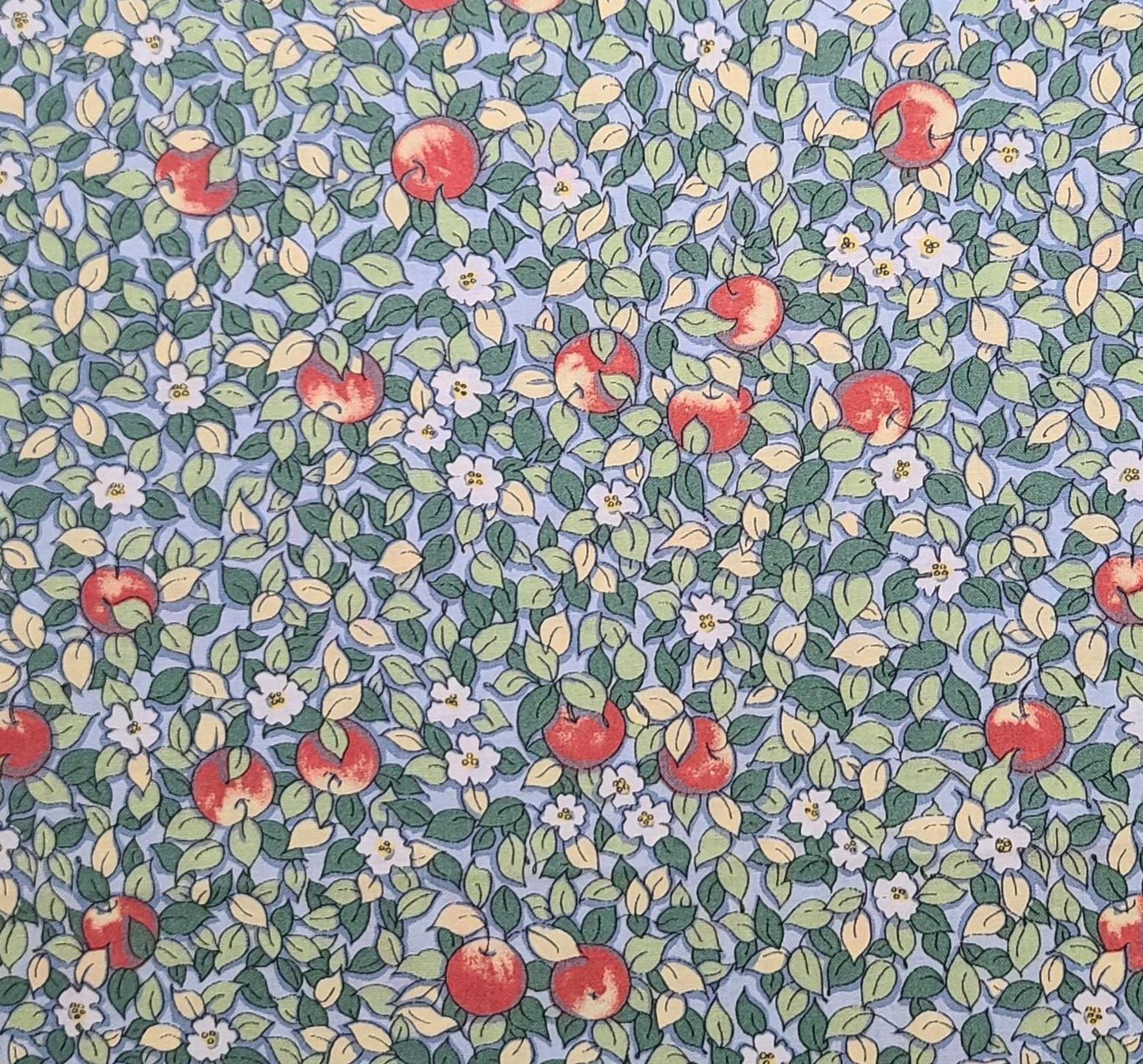 Fabric Traditions 1994 #2075 Susan Winget - Light Blue Fabric / Packed Leaf and Apple Print